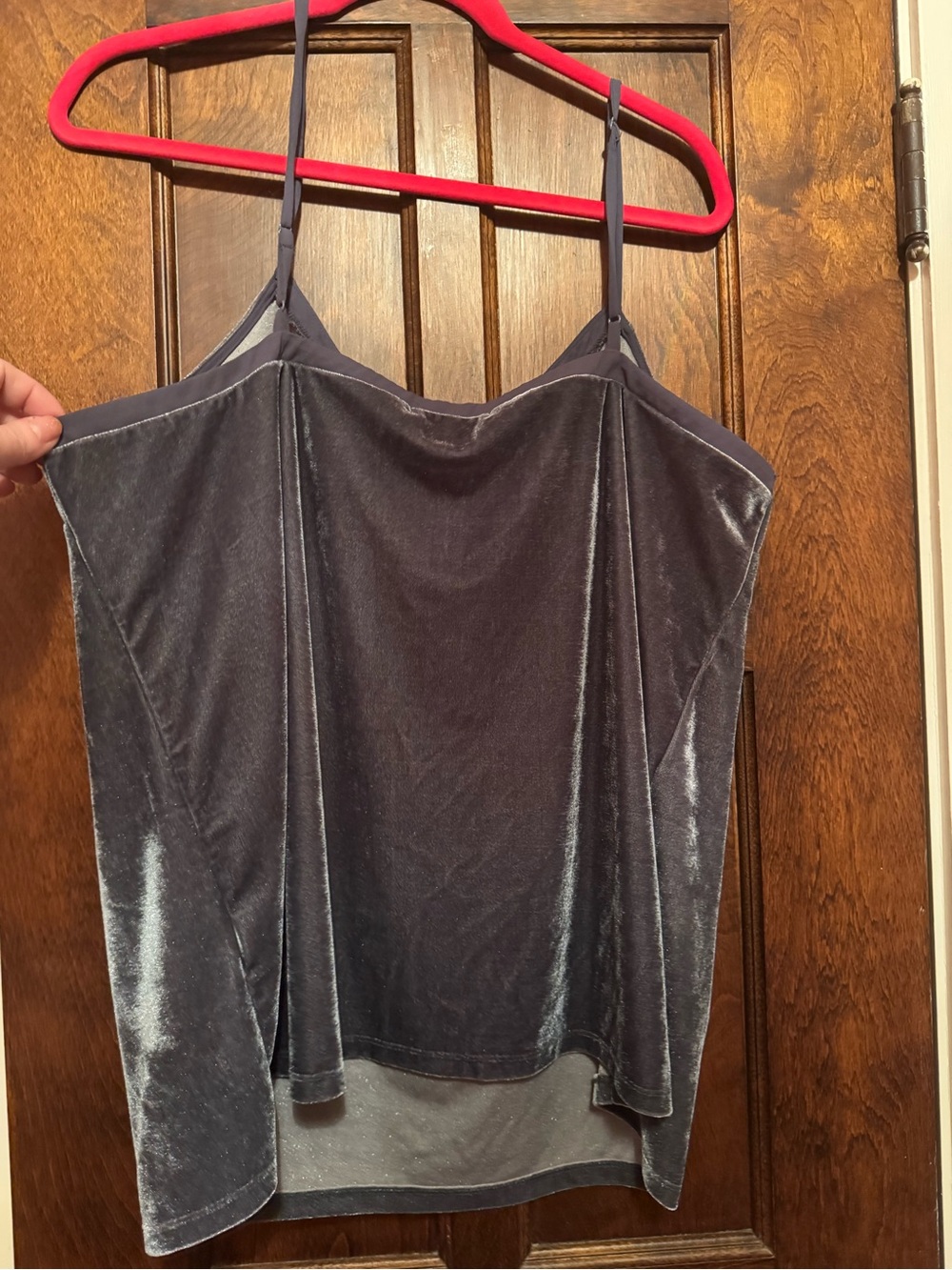 Velvet Spaghetti Strap Cami Top - Gray